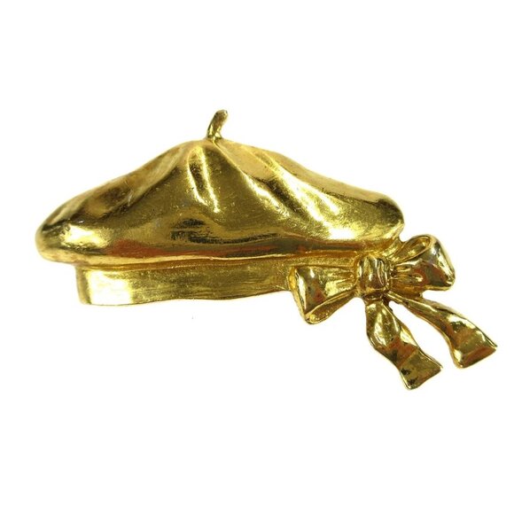 Chanel Hat Bow Brooch Pin Gold 75081 - Picture 1 of 4